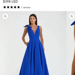 Mac Duggal Cobalt Blue V-Neck Wedding Gown